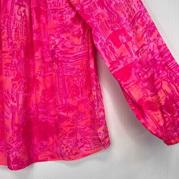 Lilly Pulitzer Blouse Women Extra Small Elsa Silk Rule Breakers Work Party Core - Picture 12 of 12